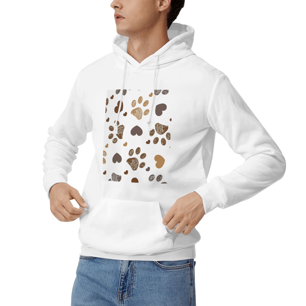 Winter Clothing Drawing - Color Simple Drawing Dog Paw Pattern